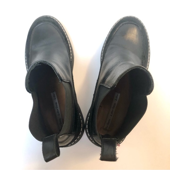 & Other Stories Black Leather Suede Chelsea Platform Pull-on Boots EU 37 - Picture 9 of 14